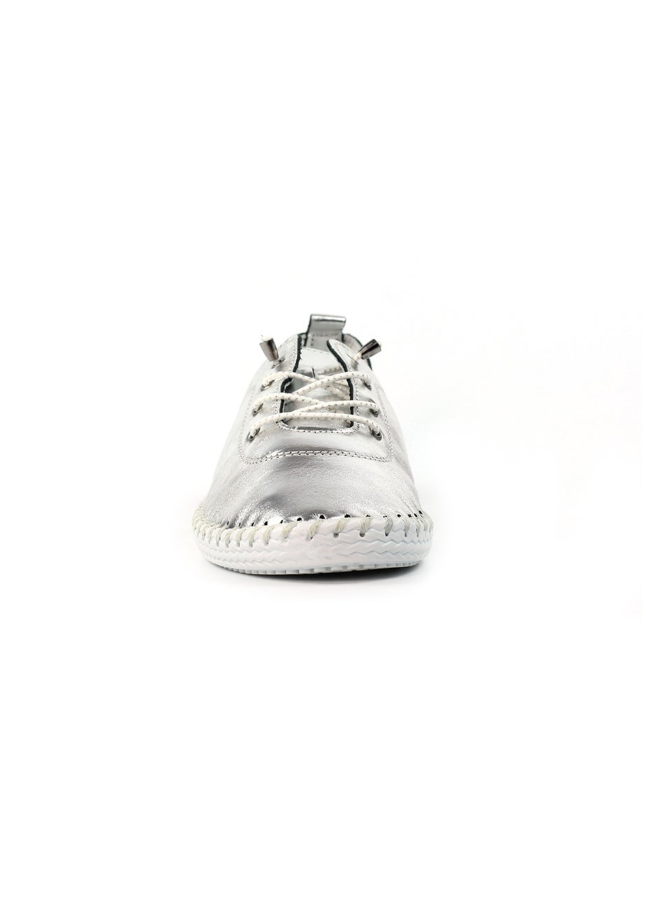 Lunar Silver St Ives Leather Plimsoll