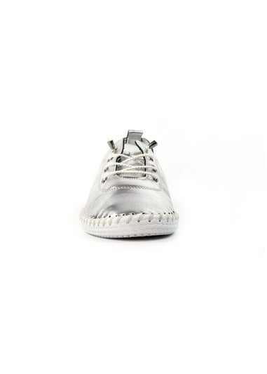 Lunar Silver St Ives Leather Plimsoll