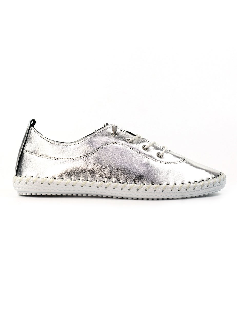 Lunar Silver St Ives Leather Plimsoll