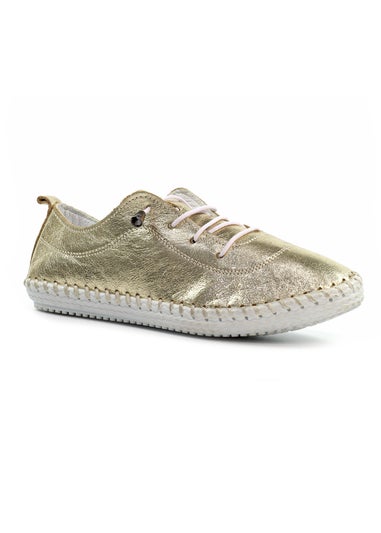 Lunar Gold St Ives Leather Plimsoll