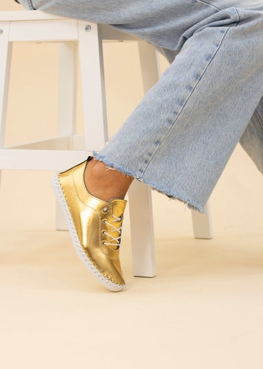 Lunar Gold St Ives Leather Plimsoll