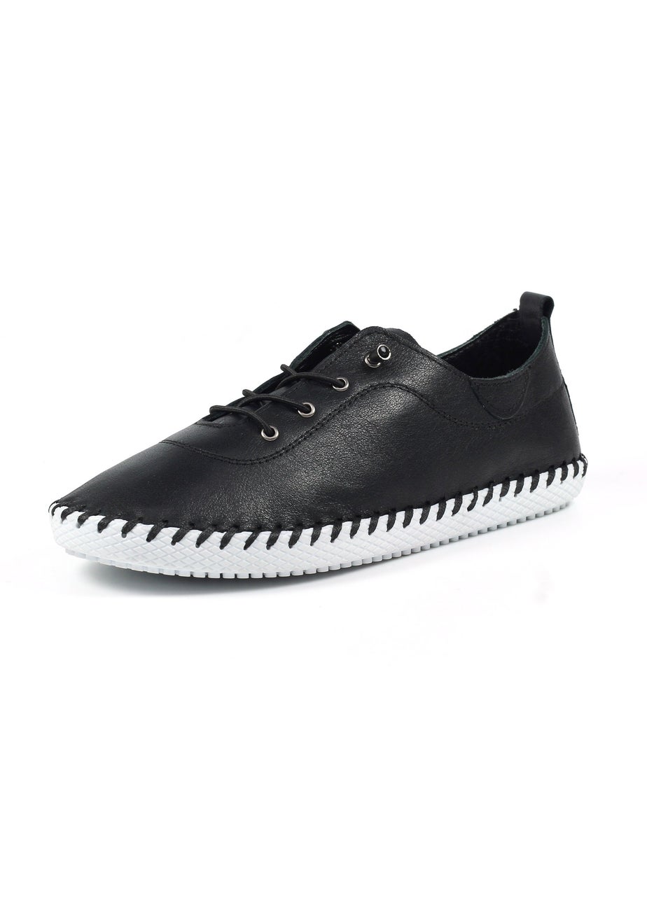 Lunar Black St Ives Leather Plimsoll