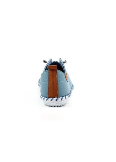 Lunar Light Blue St Ives Leather Plimsoll
