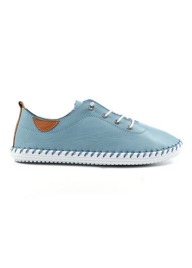Lunar Light Blue St Ives Leather Plimsoll