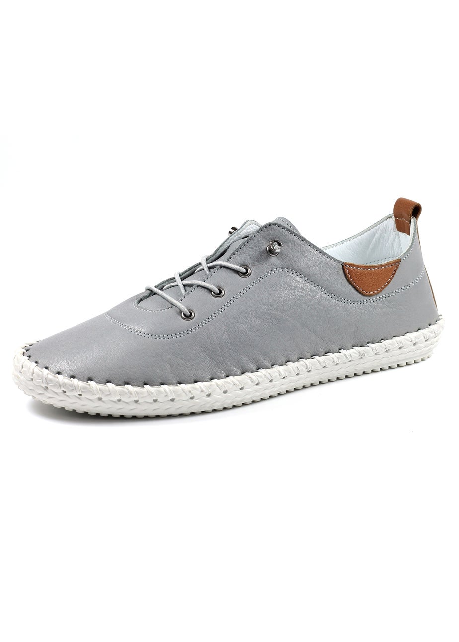 Lunar Grey St Ives Leather Plimsoll