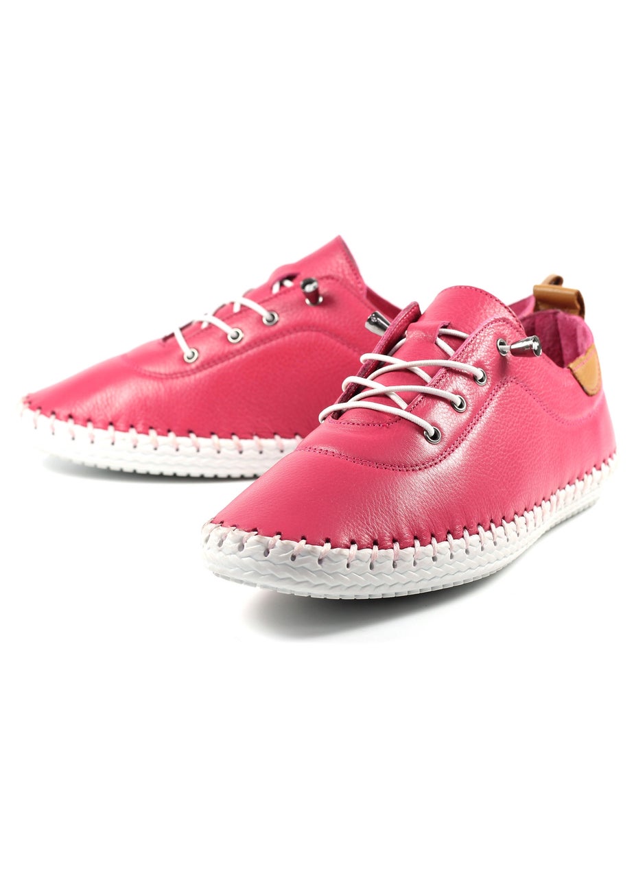 Lunar Raspberry St Ives Leather Plimsoll
