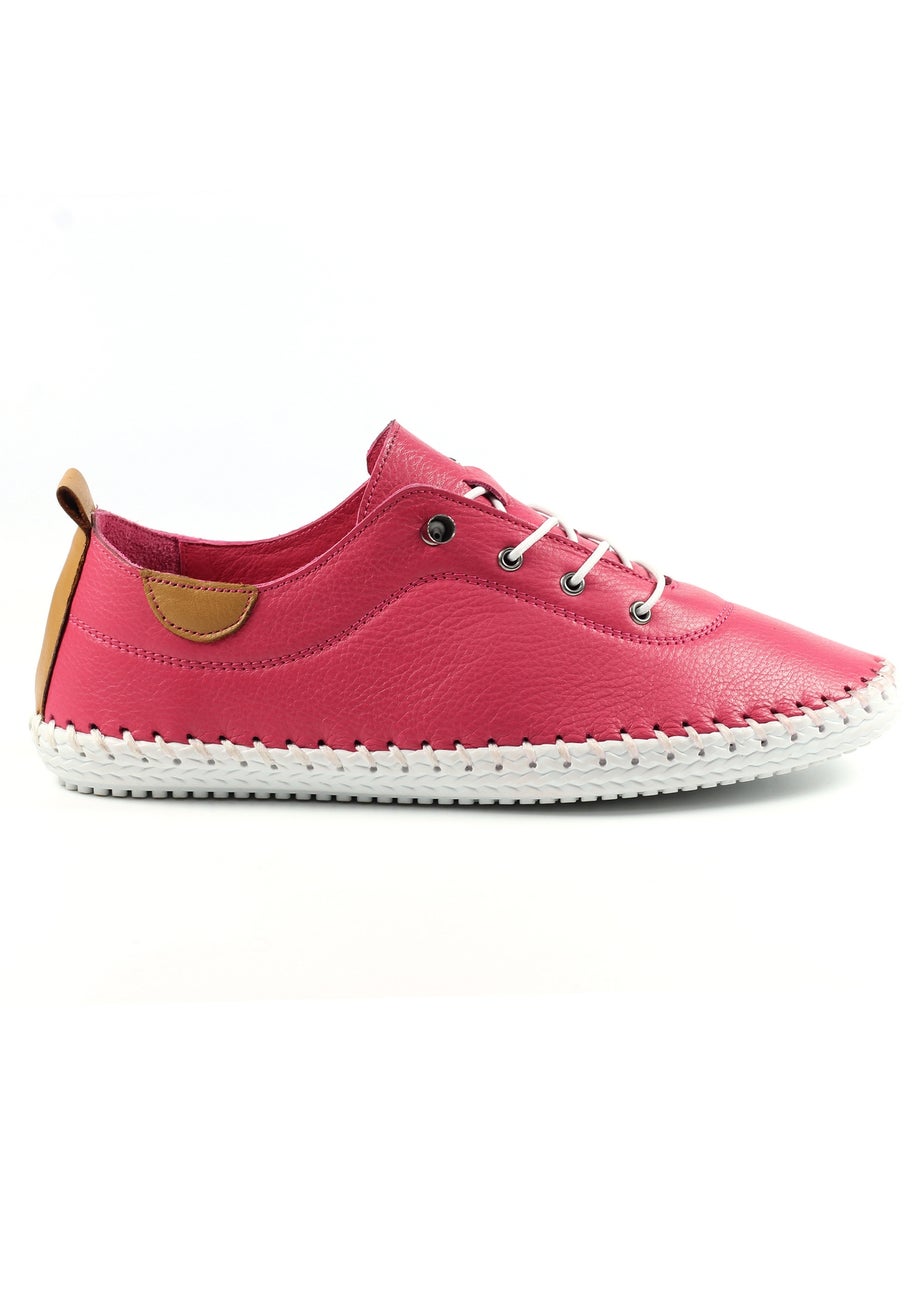 Lunar Raspberry St Ives Leather Plimsoll