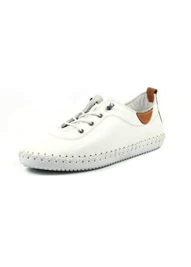 Lunar White St Ives Leather Plimsoll