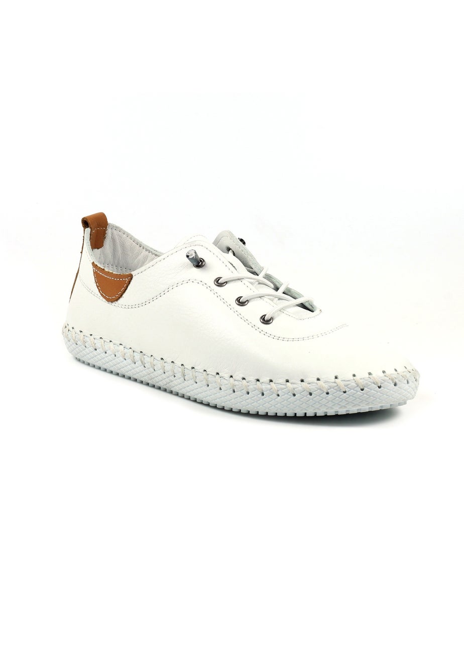 Lunar White St Ives Leather Plimsoll