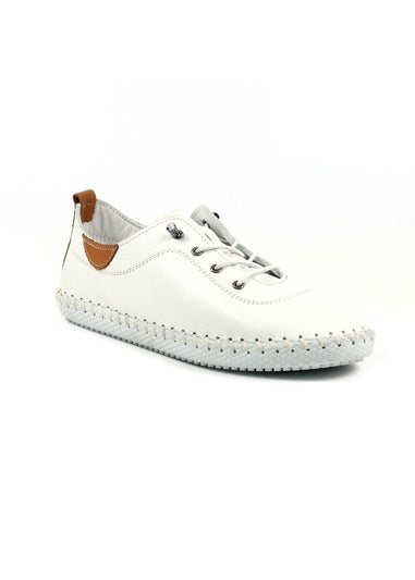 Lunar White St Ives Leather Plimsoll