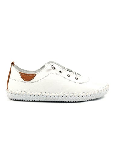 Lunar White St Ives Leather Plimsoll