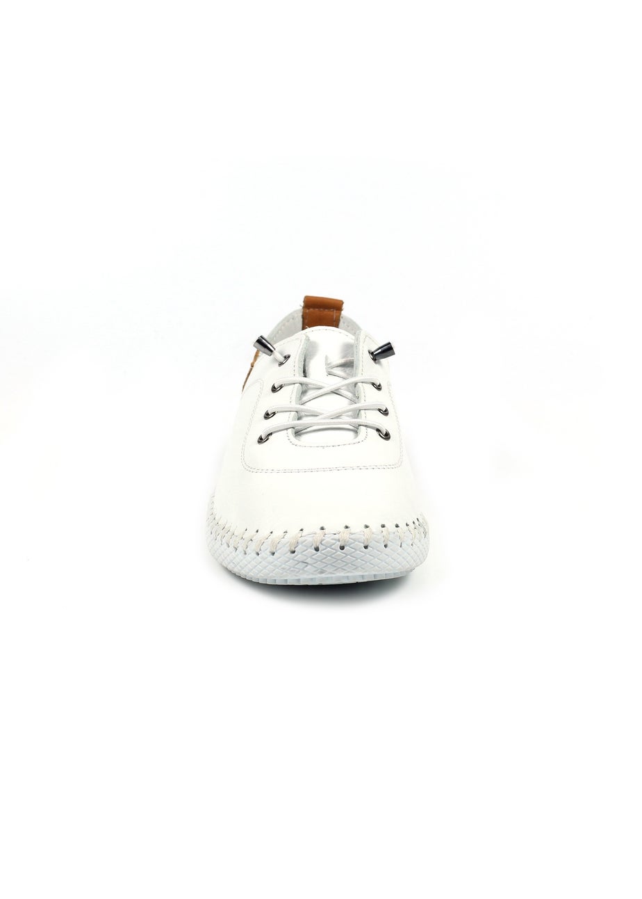 Lunar White St Ives Leather Plimsoll