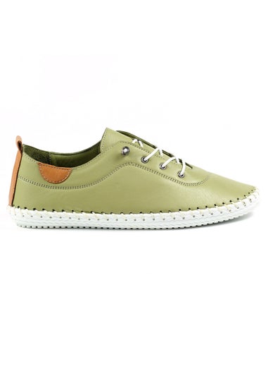 Lunar Khaki St Ives Leather Plimsoll