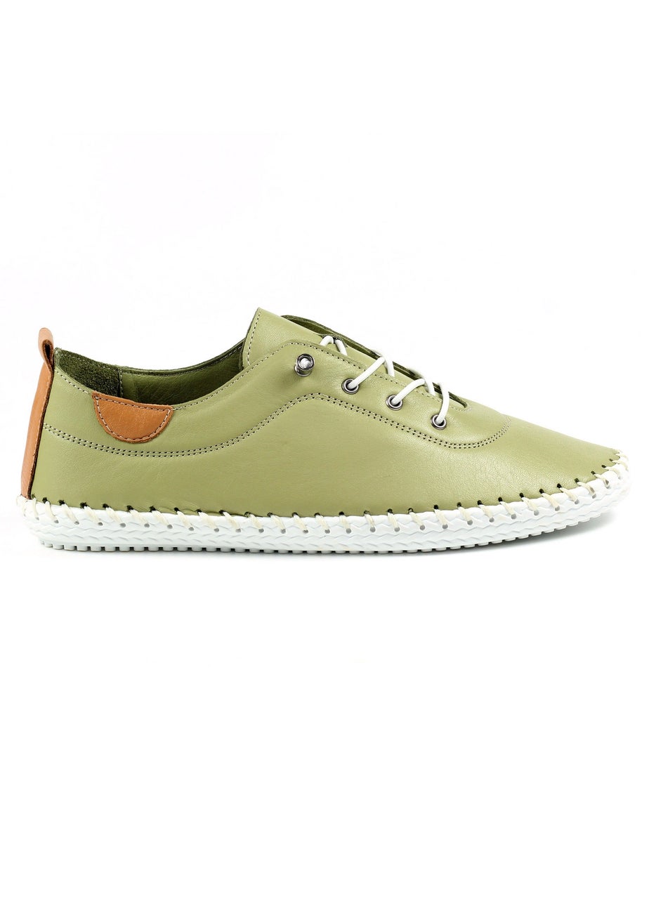 Lunar Khaki St Ives Leather Plimsoll