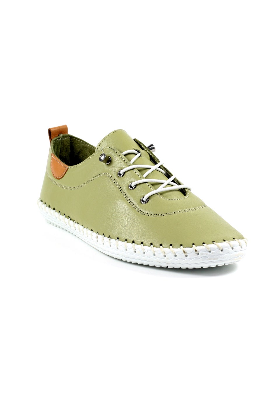 Lunar Khaki St Ives Leather Plimsoll