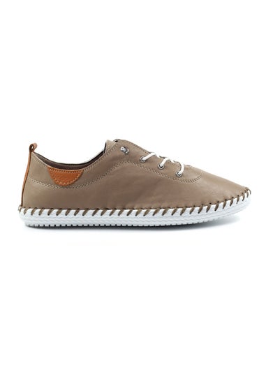 Lunar Taupe St Ives Leather Plimsoll