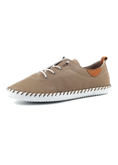 Lunar Taupe St Ives Leather Plimsoll