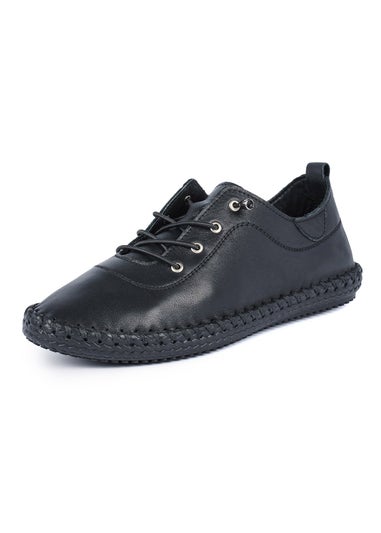 Lunar Black/ Black St Ives Leather Plimsoll