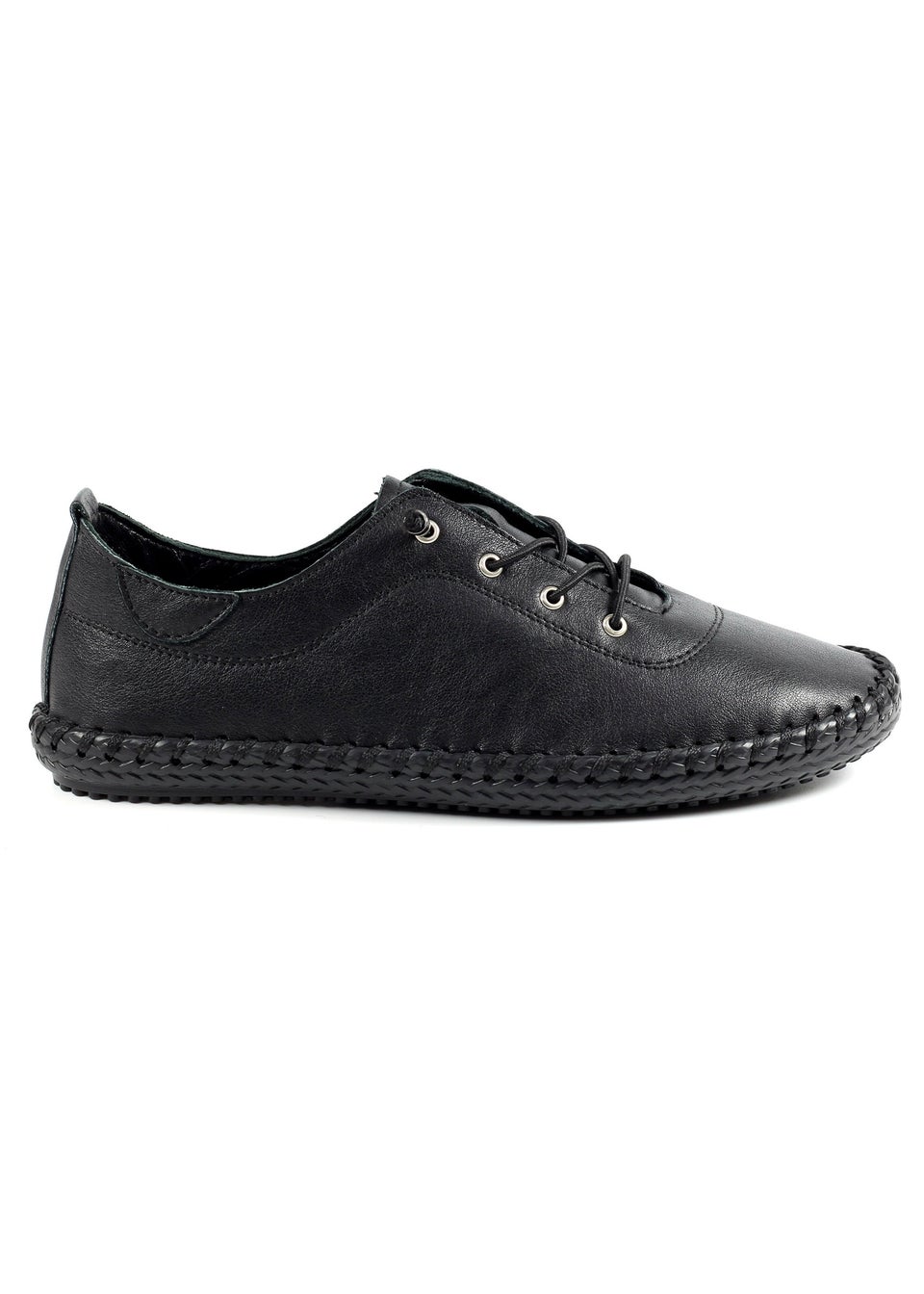 Lunar Black/ Black St Ives Leather Plimsoll
