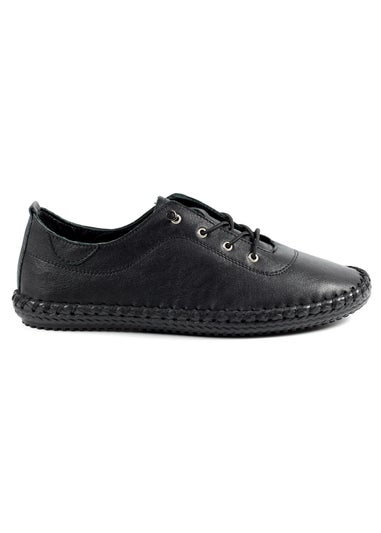 Lunar Black/ Black St Ives Leather Plimsoll