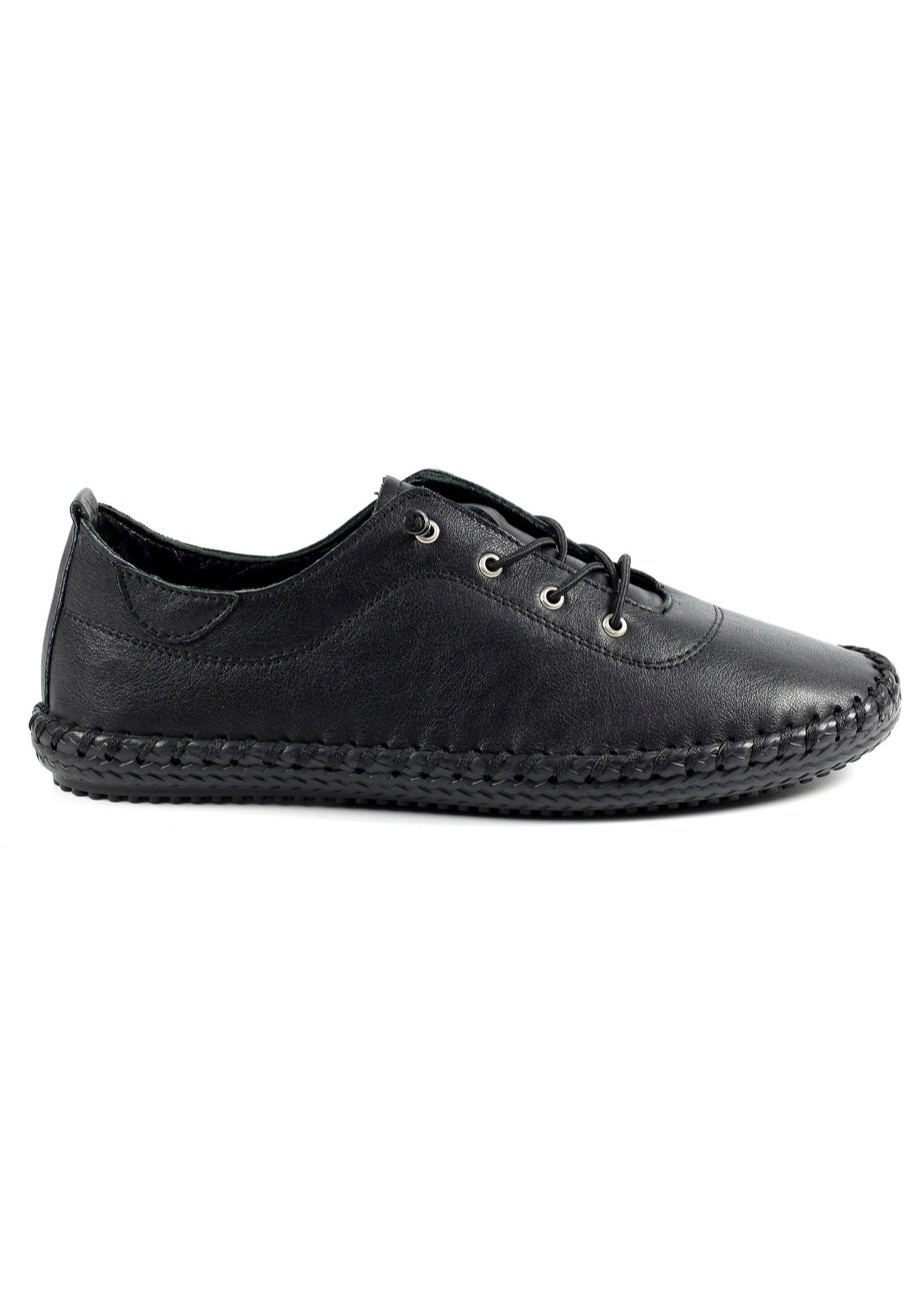 Lunar Black/ Black St Ives Leather Plimsoll