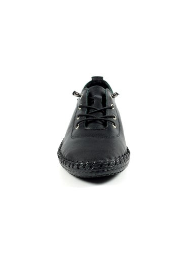Lunar Black/ Black St Ives Leather Plimsoll