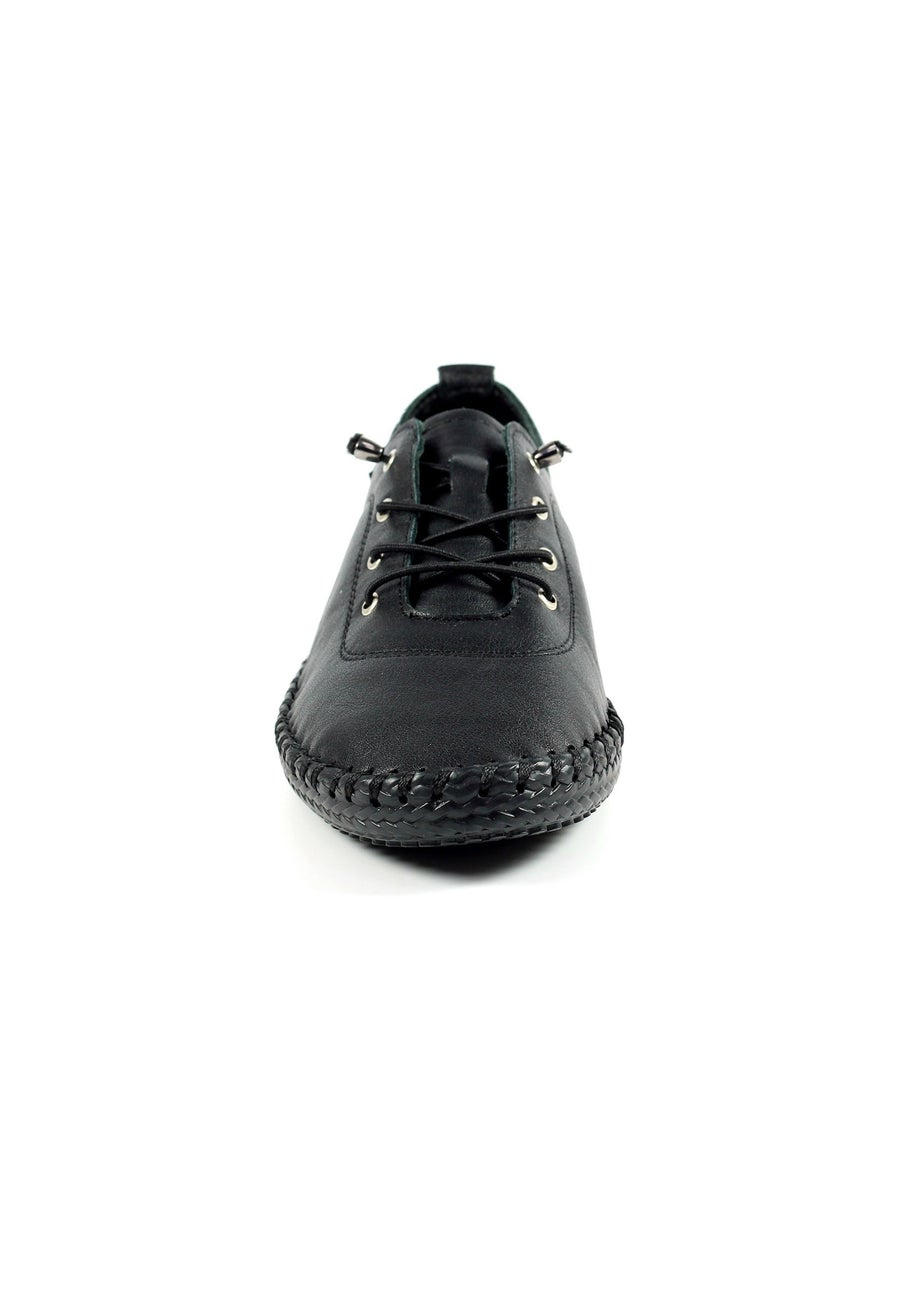 Lunar Black/ Black St Ives Leather Plimsoll