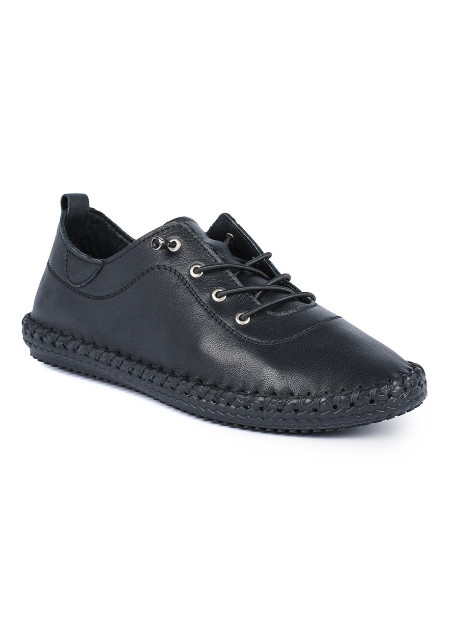 Lunar Black/ Black St Ives Leather Plimsoll