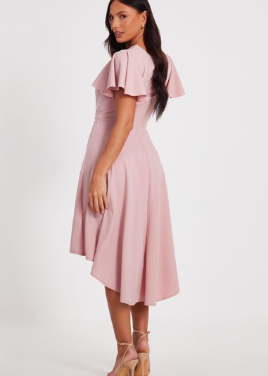 Quiz Pink Dip Hem Midi Dress