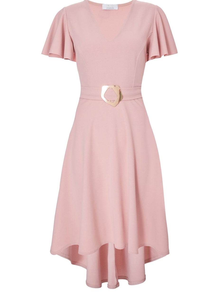 Quiz Pink Dip Hem Midi Dress