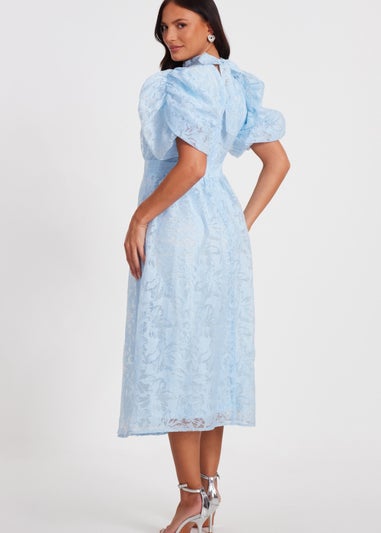 Quiz Blue Chiffon Diamante Midi Dress