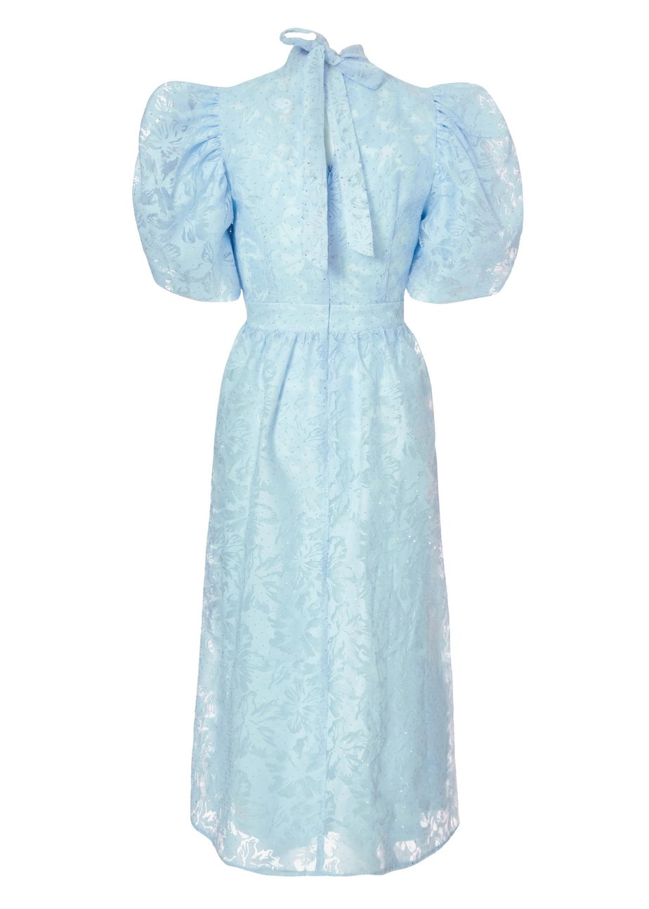 Quiz Blue Chiffon Diamante Midi Dress