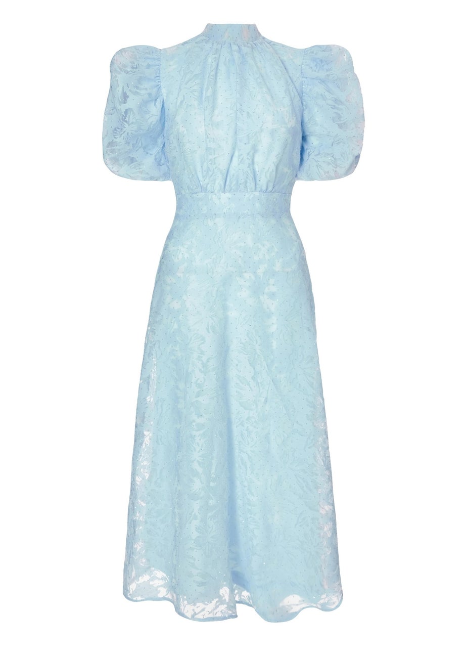 Quiz Blue Chiffon Diamante Midi Dress