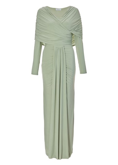 Quiz Sage Draped Maxi Dress