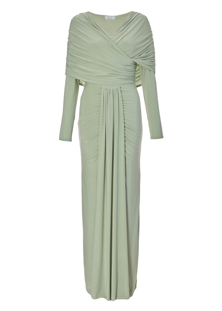 Quiz Sage Draped Maxi Dress