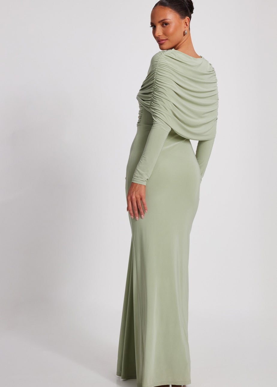 Quiz Sage Draped Maxi Dress