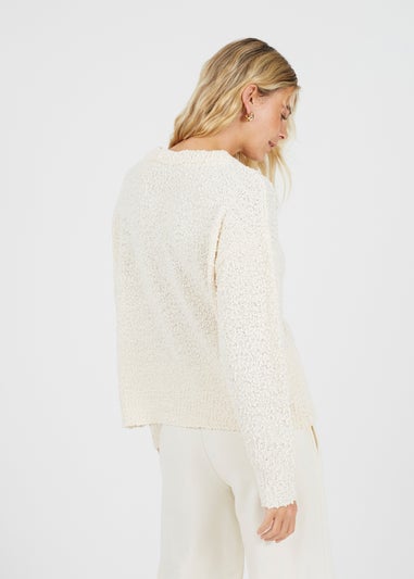 Brave Soul Cream Textured Knit Cardigan