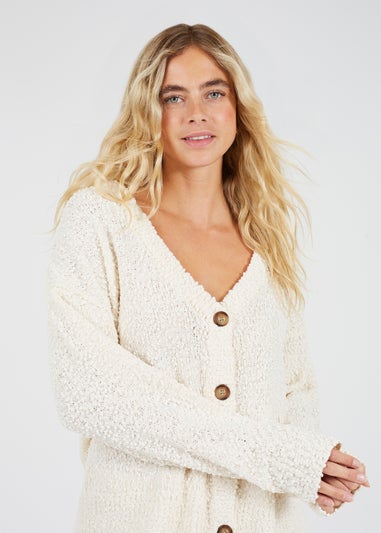 Brave Soul Cream Textured Knit Cardigan