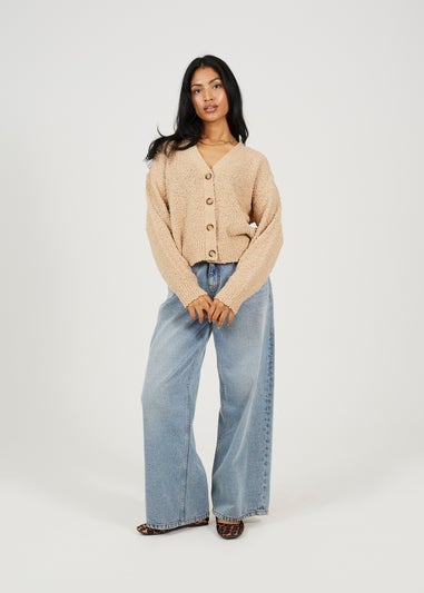 Brave Soul Beige Textured Knit Cardigan
