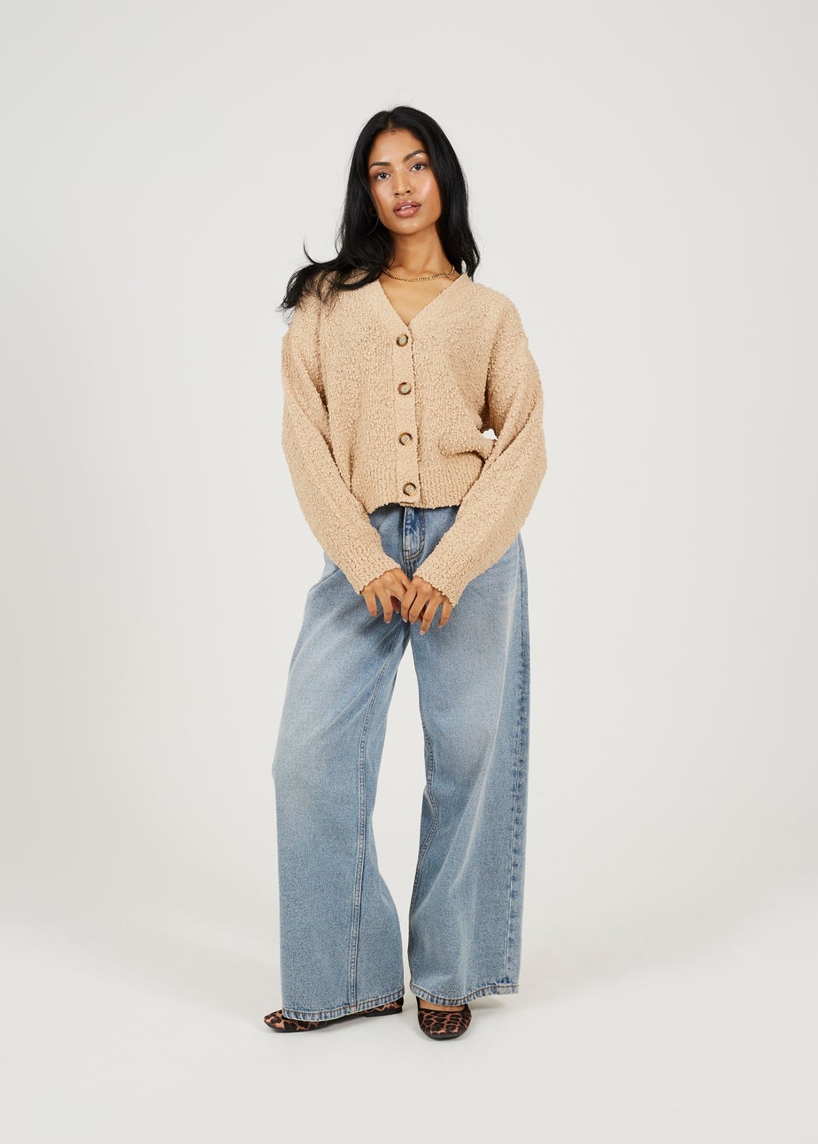 Brave Soul Beige Textured Knit Cardigan