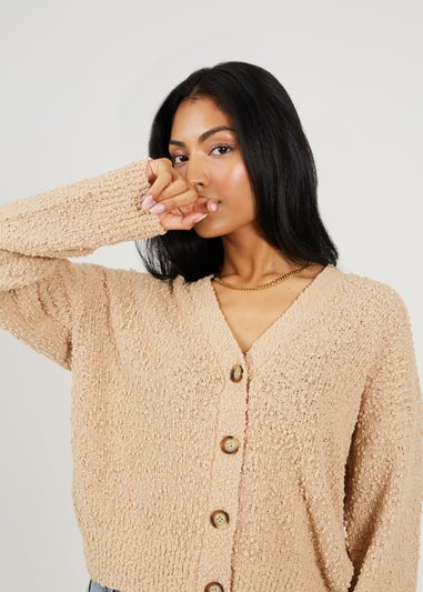 Brave Soul Beige Textured Knit Cardigan