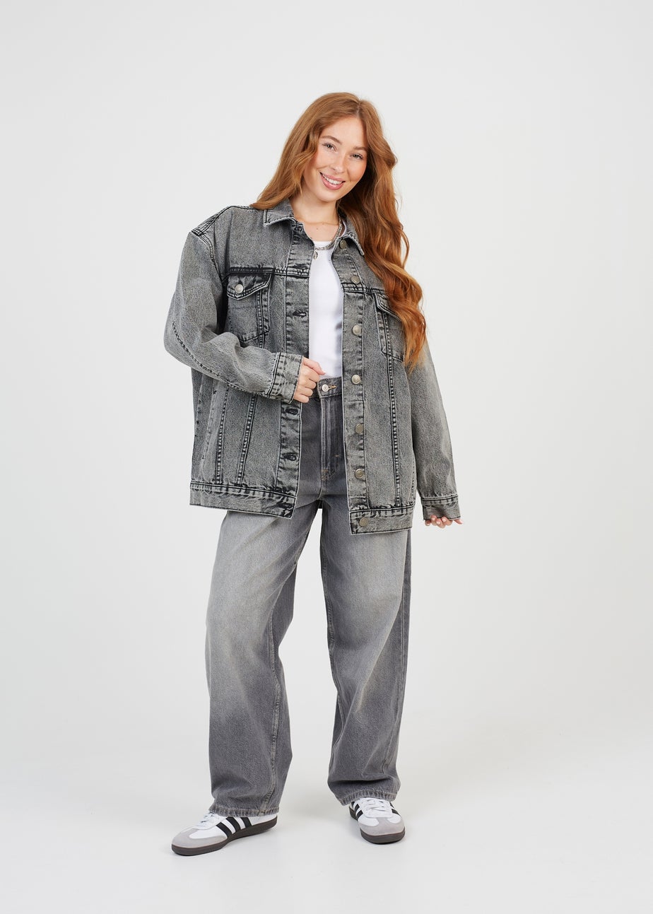 Brave Soul Grey Oversized Denim Jacket