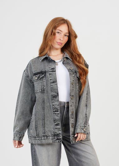 Brave Soul Grey Oversized Denim Jacket