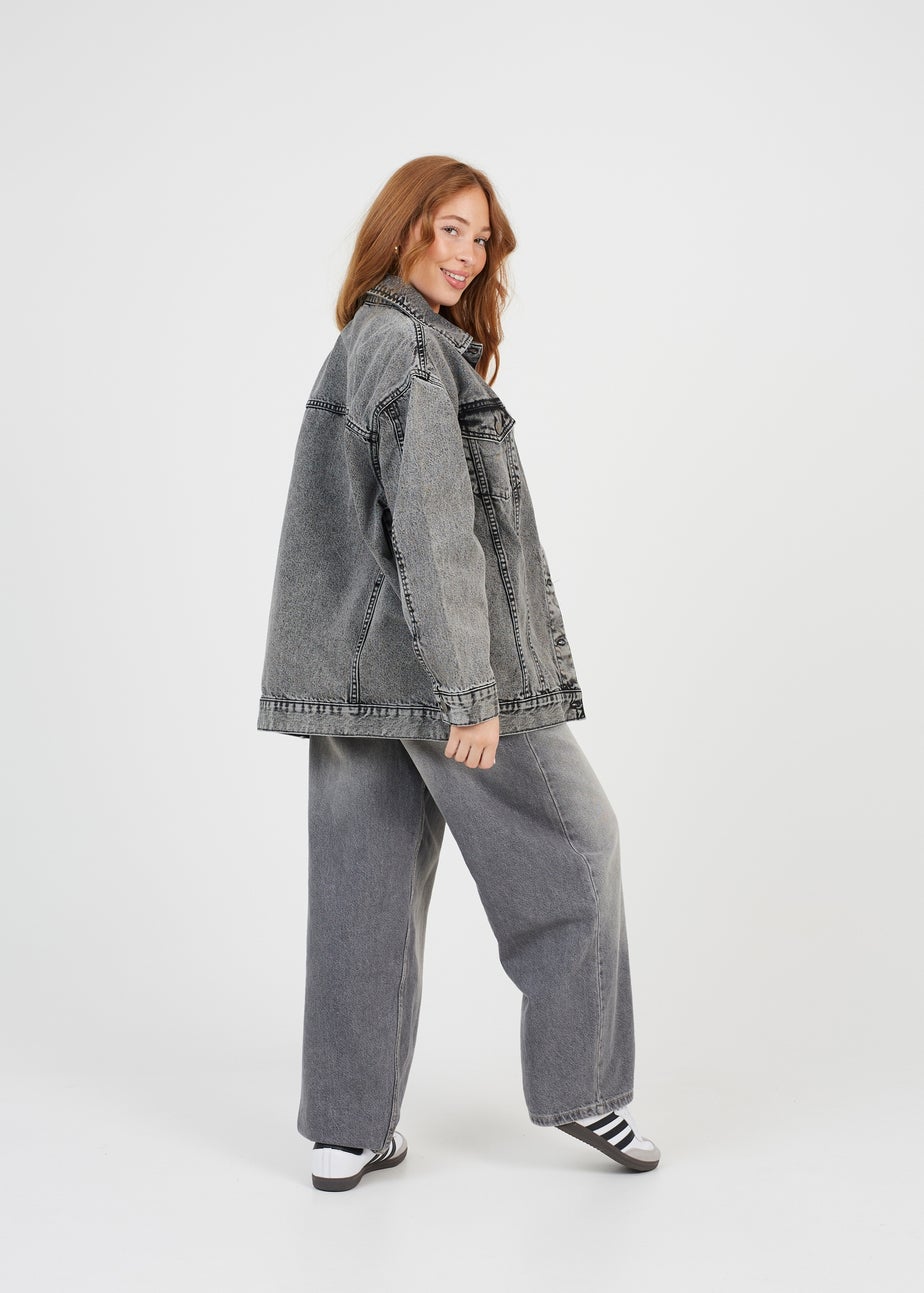 Brave Soul Grey Oversized Denim Jacket
