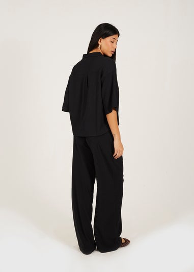 Brave Soul Black Wide Leg Jersey Trousers