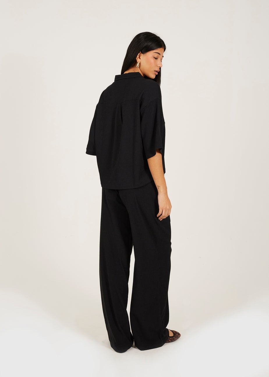 Brave Soul Black Wide Leg Jersey Trousers