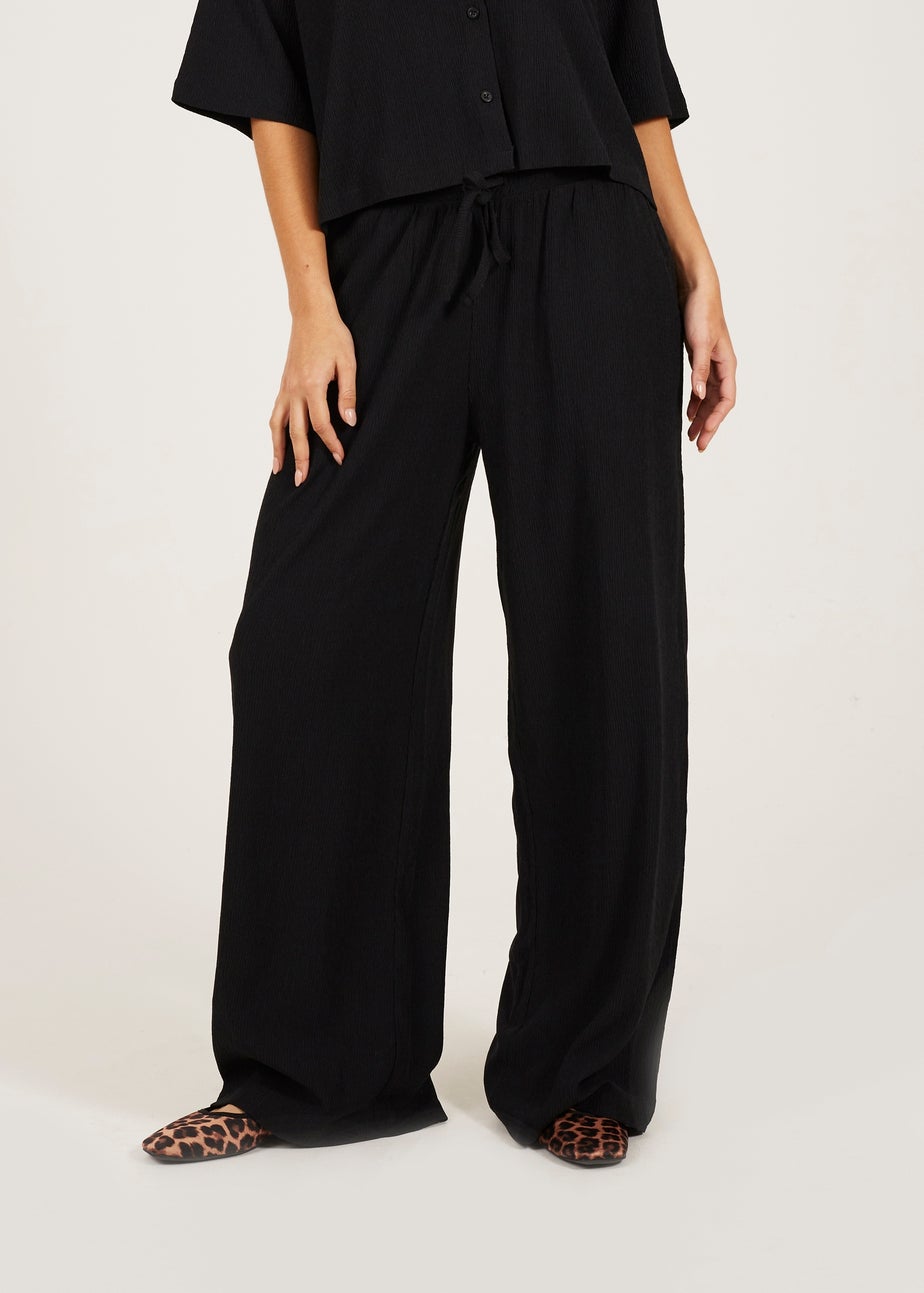 Brave Soul Black Wide Leg Jersey Trousers
