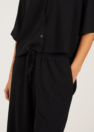 Brave Soul Black Wide Leg Jersey Trousers