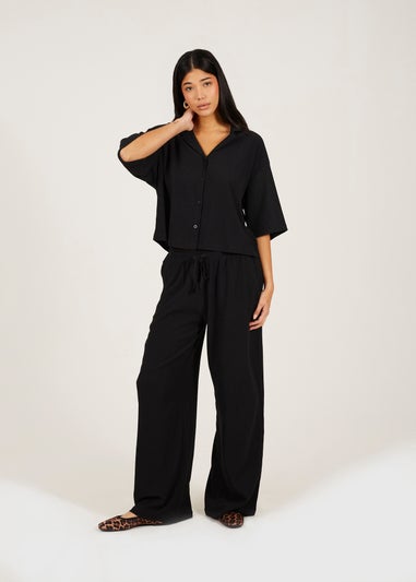 Brave Soul Black Wide Leg Jersey Trousers