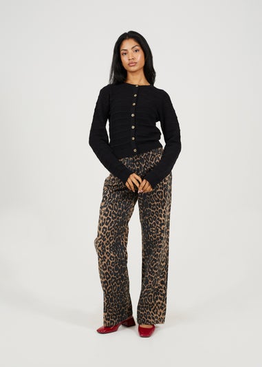 Brave Soul Black Stitch Detail Crew Neck Cardigan